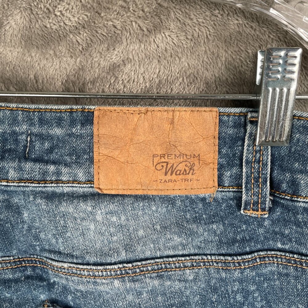 ZARA Premium Wash Slim Jeans Womens 6 Blue Distressed Ripped Denim Grunge Y2K - Picture 5 of 8